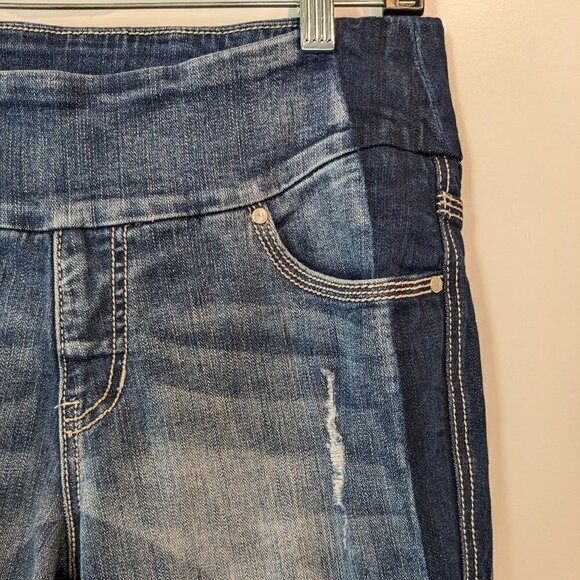 Jag Jeans High Rise Skinny Distressed Pull-On Jeans Dark Wash Blue Women's SZ 6 - Picture 5 of 16